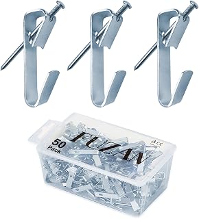 Picture Hangers (50 Pcs-50lbs), FUZANWJ Heavy Duty Picture Hooks with Nails Professional Picture Hanging Kit on Wooden/Drywall for Canvas, Office Pictures, Clock, House Decoration