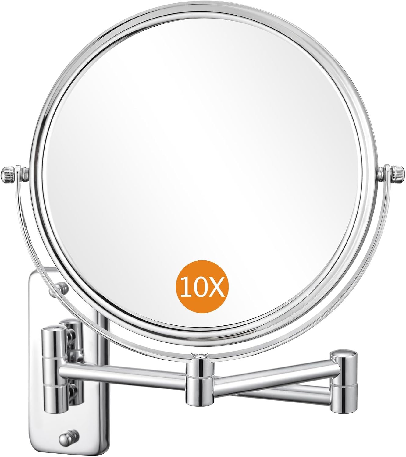 8 Inch Wall Mounted Magnifying Mirror with 10x Magnification, Double Sided Vanity Makeup Mirror for Bathroom, Chrome Finished