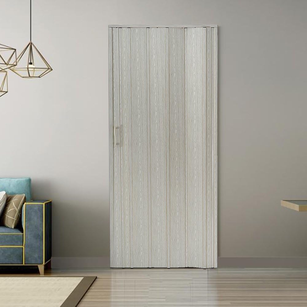 Panana PVC Plastic Folding Door Internal Doors Sliding 7 Panels Divider Magnetic Ivory 6MM HDDRPCIY01000601-BIMW