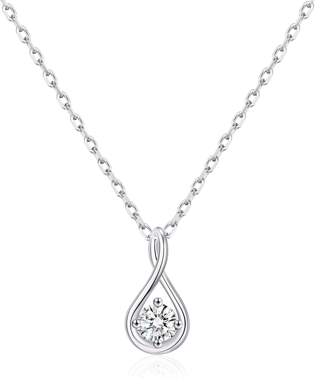 Philip Jones Sterling Silver Teardrop Twist Necklace Created with Zircondia® Crystals