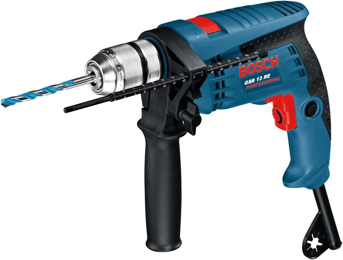 Bosch Professional Corded Impact Drill GSB 13 RE (240V, 600W, incl. Depth stop 210 mm, Keyless chuck 13 mm)