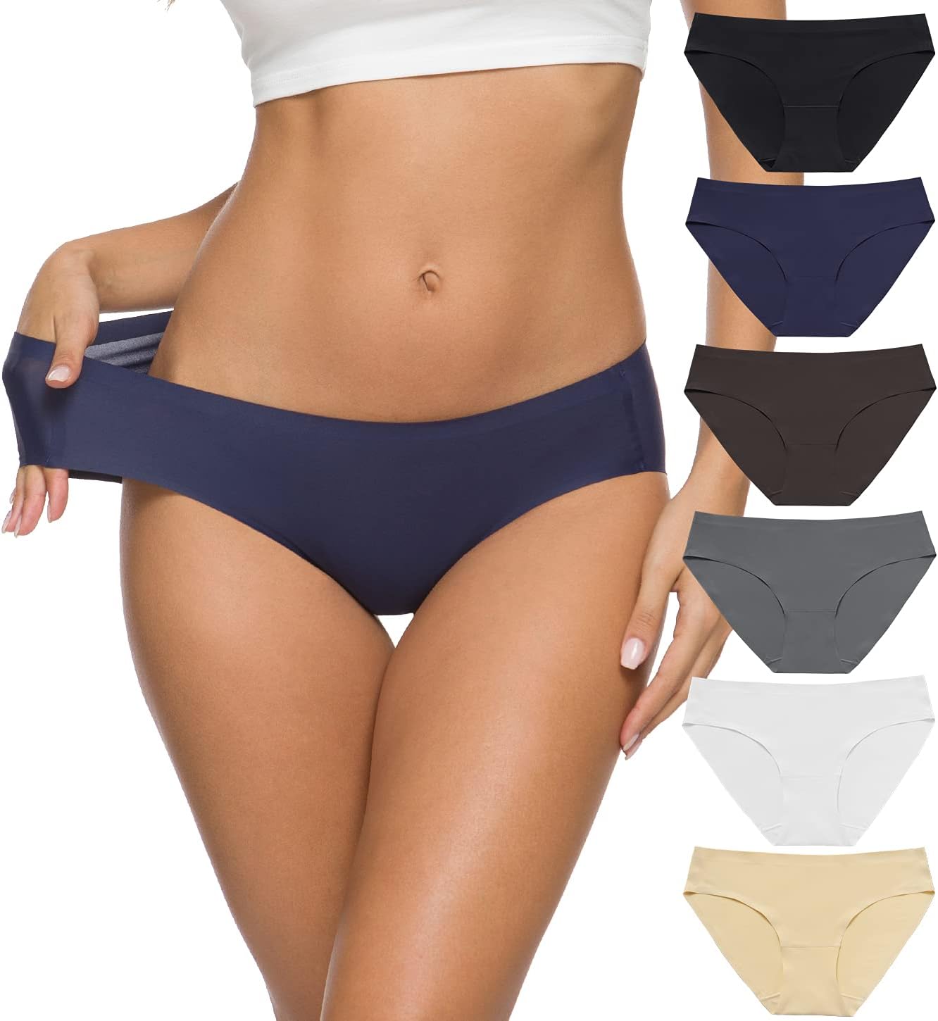 ALTHEANRAY Women’s Seamless Hipster Underwear No Show Panties Soft Stretch Bikini Underwears Multi-Pack