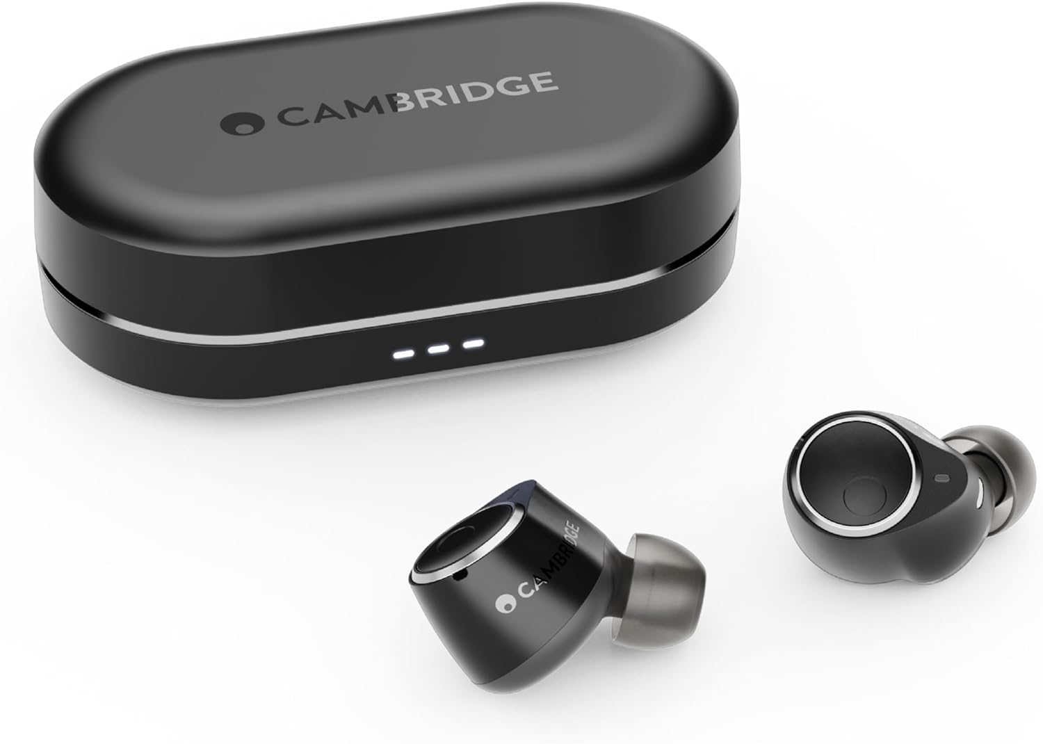 Cambridge Audio Melomania M100 Earbuds - In Ear True Wireless Headphones with Active Noise Cancelling, Hi-Fi Sound, Bluetooth, Featuring Combined 52 Hour Battery Life with Charging Case - Black