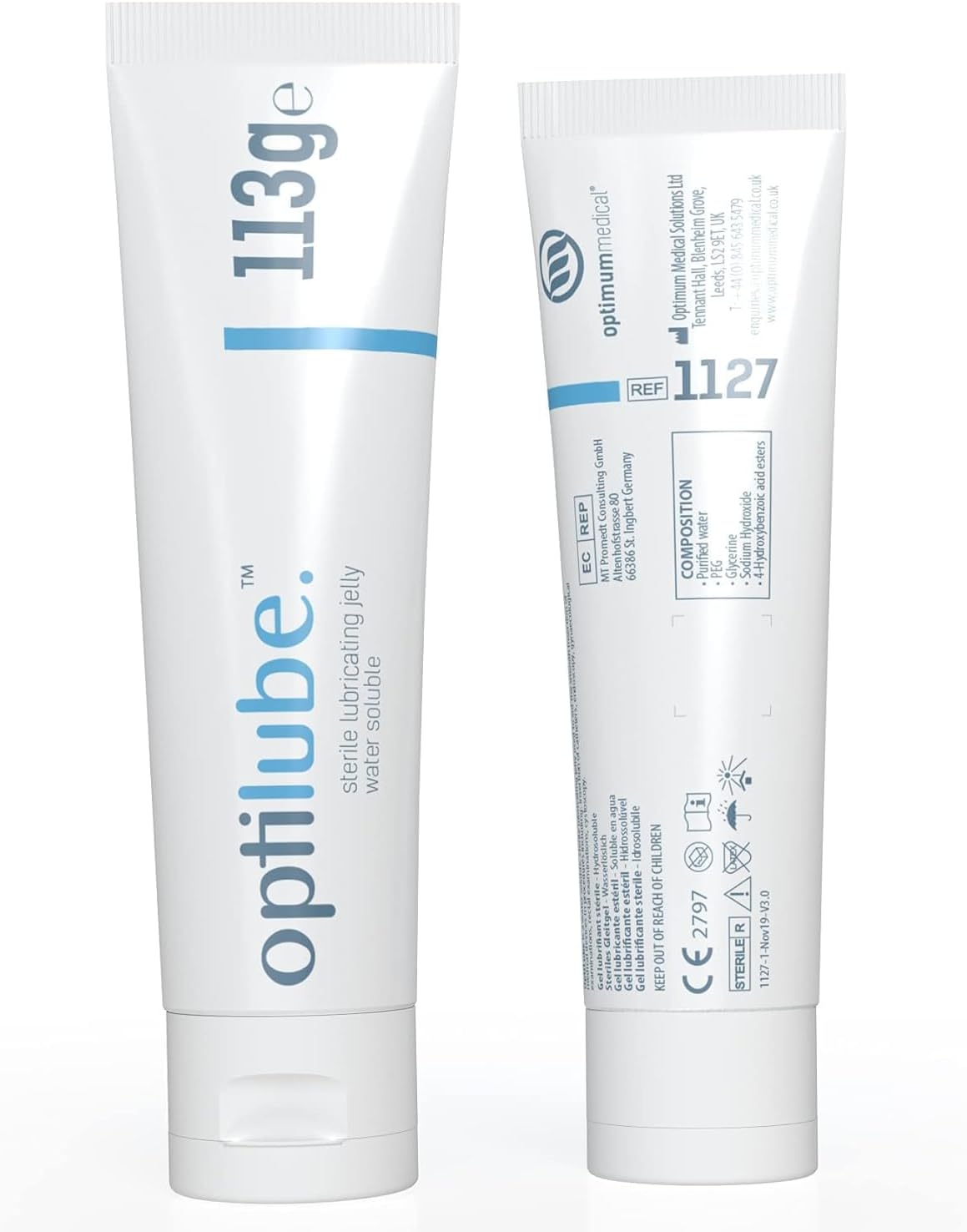 OptiLube Tubes (113g) - Sterile Lubricating Jelly for Insertion of Medical Devices in 5g, 42g, 82g, and 113g Tubes, Water Soluble Lubricant with Easy-to-Use Flip Cap (113g)