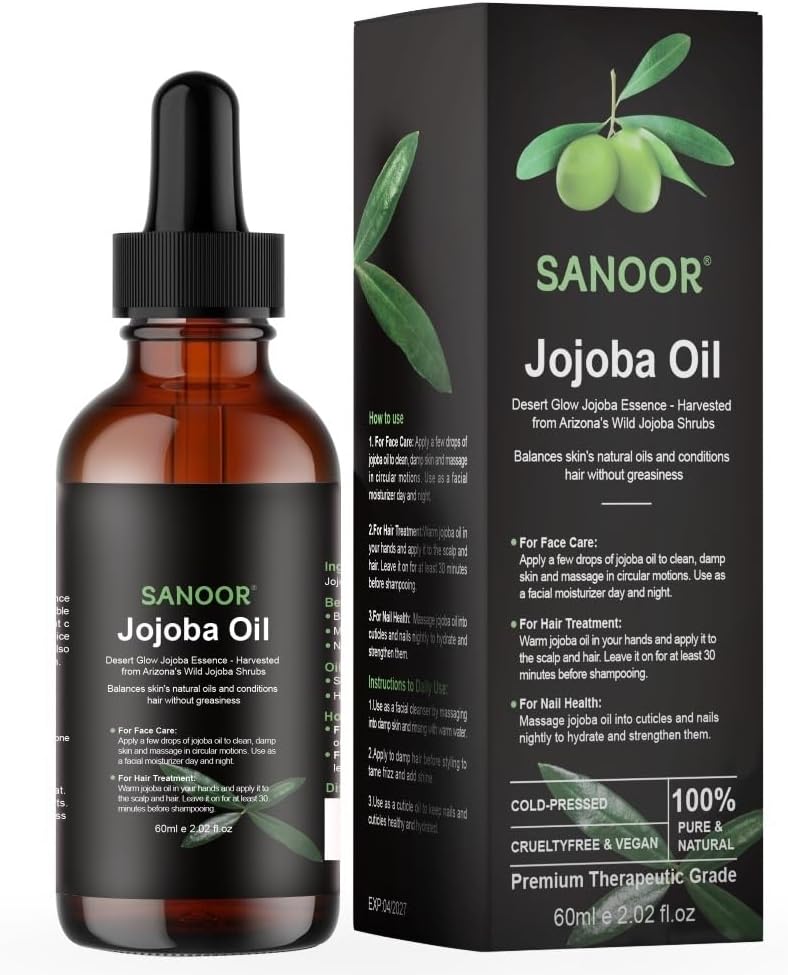 Desert Organic Jojoba Oil | 100% Pure & Cold-Pressed | Natural Moisturizer for Hair & Skin | 2.02oz (60ml)
