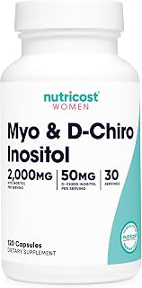 Nutricost Myo Inositol & D-Chiro Inositol for Women 2000mg, 120 Capsules, Myo & 50mg D-Chiro Inositol Per Serving, 30 Servings, Vegetarian Friendly, Non-GMO & Gluten Free