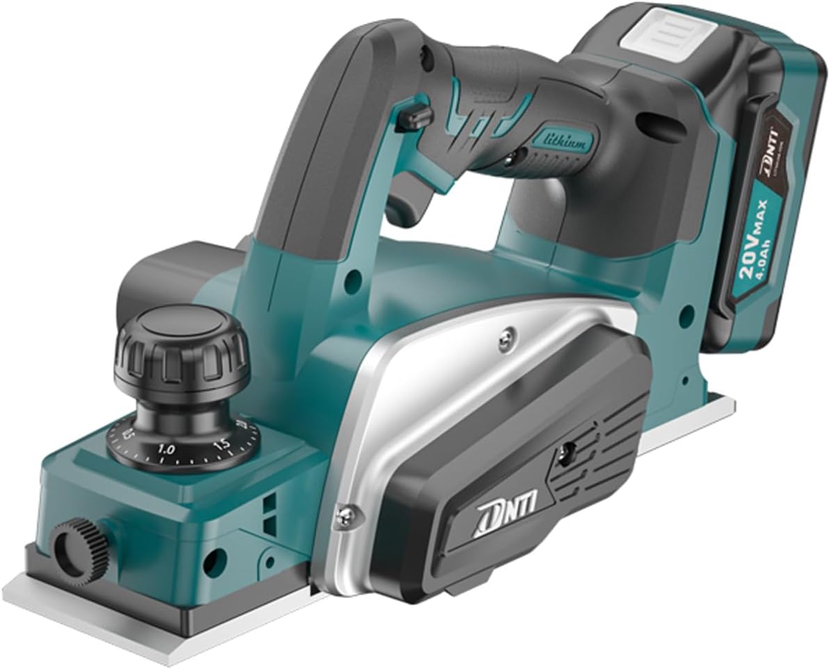 DNTI-Cordless Hand Planer 3-1/4" width 20V Cordless 15000 RPM High-Speed Powerful Electric Handheld Planers for Woodworking Wood Chamfer DIY 501(One battery.charge)