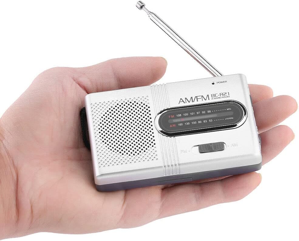 LondonExpress Portable Mini Pocket Travel AM FM Radio Battery Powered Built-in Speaker Stereo Close to Credit Card Size, Small Light-Weight and Portable Radio With Headphone Jack