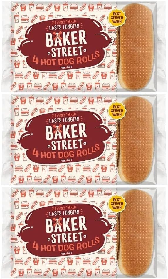 Hot Dog Rolls Jumbo Sausage Bread Buns 4 Pack x 3 (12 Total) (Standard)