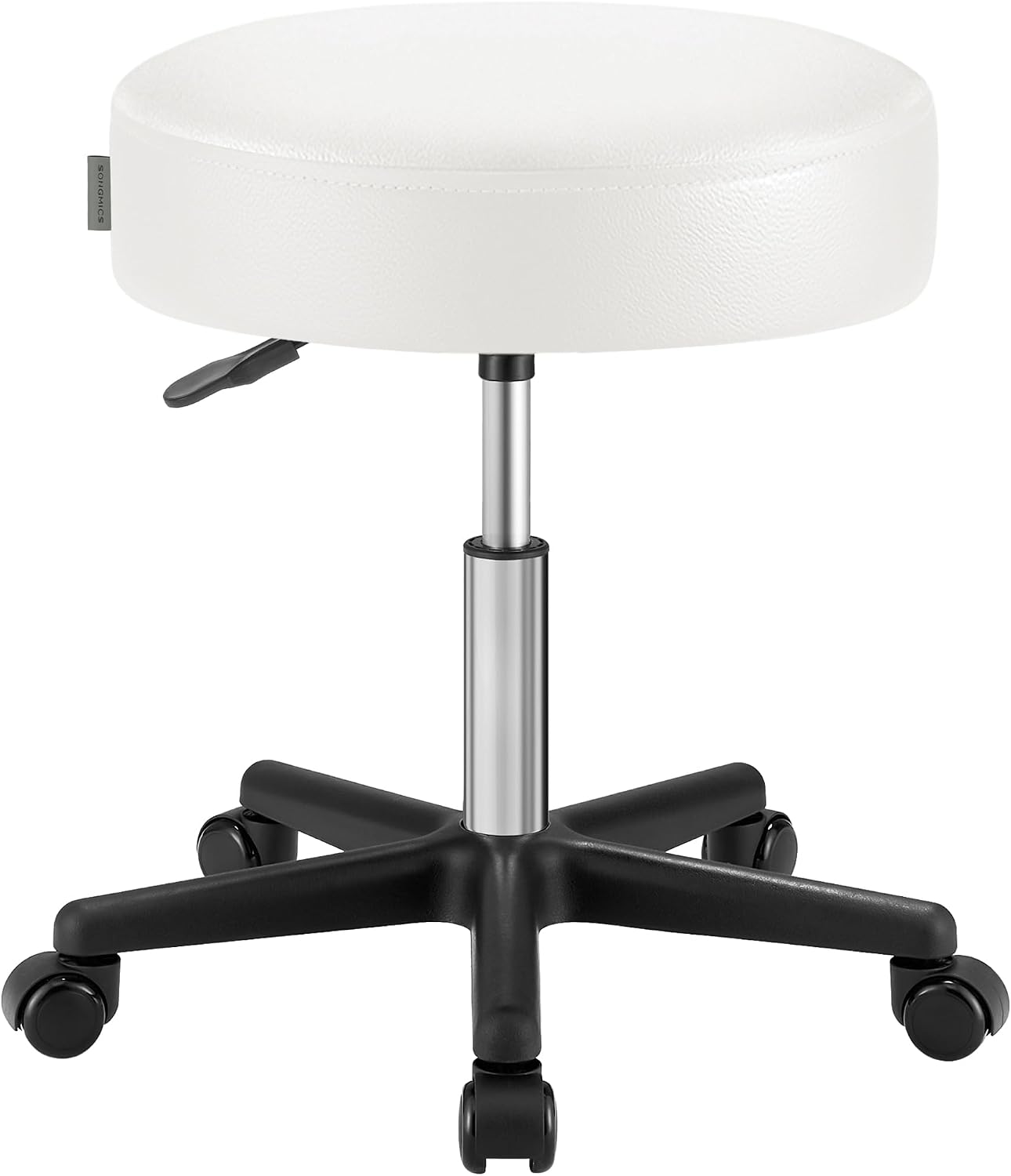 SONGMICS Round Rolling Stool with Wheels, 300LBS Swivel Stools Chair