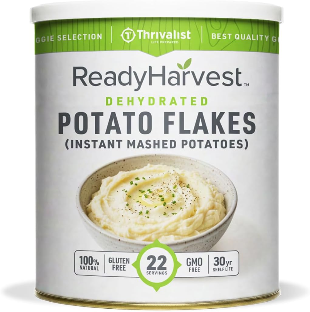 Ready Harvest Dehydrated Food - Potato Flakes | Emergency Food | Instant Mashed Potatoes | #10 Can | 30-Year Shelf Life | Cans Filled to the Top