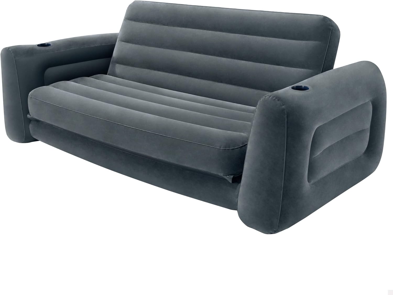 Intex Queen Size Pull-Out Inflatable camping sofa bed Sleep Away Futon Couch with 3 quick inflation and deflation valves, ‎203.2 x 231.14 x 66.04 cm, Charcoal grey