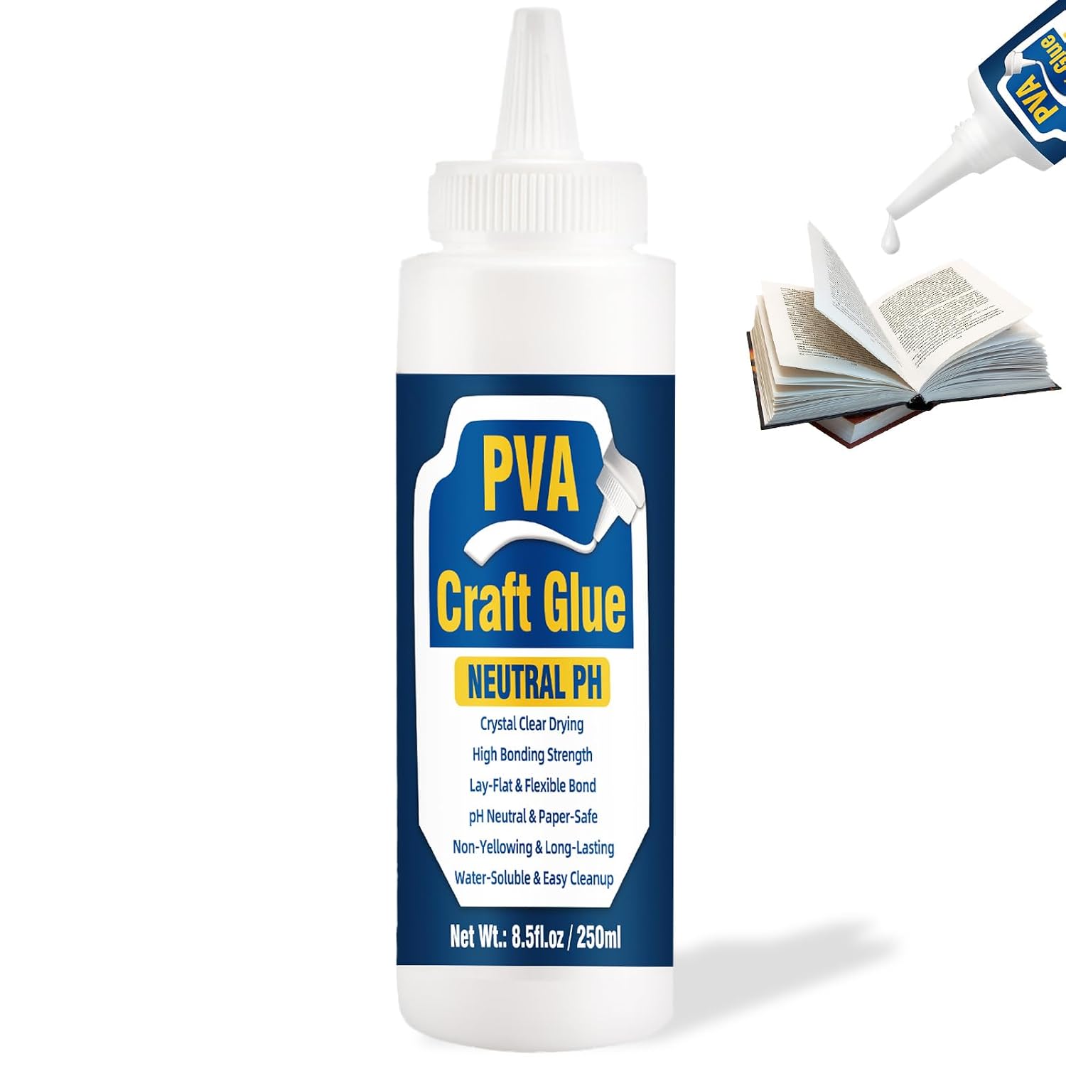 AstraVox PH Neutral PVA Glue, White Adhesive Archival Quality Book Binding Glue for Paper Craft, Scrapbooking, Decoupage, Framing, Collages, Water-Soluble, Dries Clear (Acid-Free, Fl Oz, 8.5)