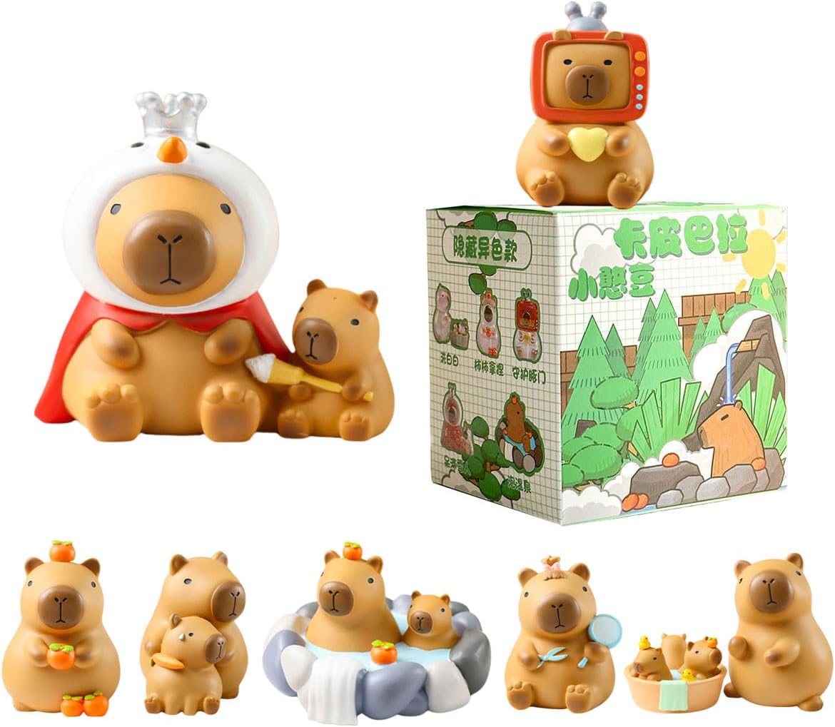Capybara Surprise Box Figures, Cute Mystery Bag Random Design Action Figures Collectible Home Decorations,Desk Accessories Holiday Birthday Gifts -Daily Happy Life (Single Box)