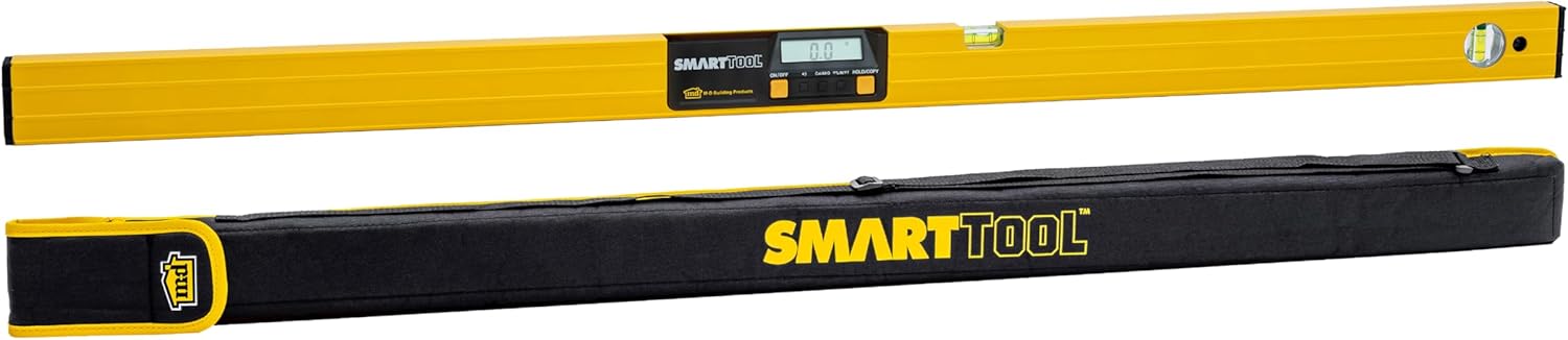 M-D Building Products 92325 48-Inch Smart Tool Digital Level with Carrying Case,Yellow Powder Coat Rail and Matte Black Module