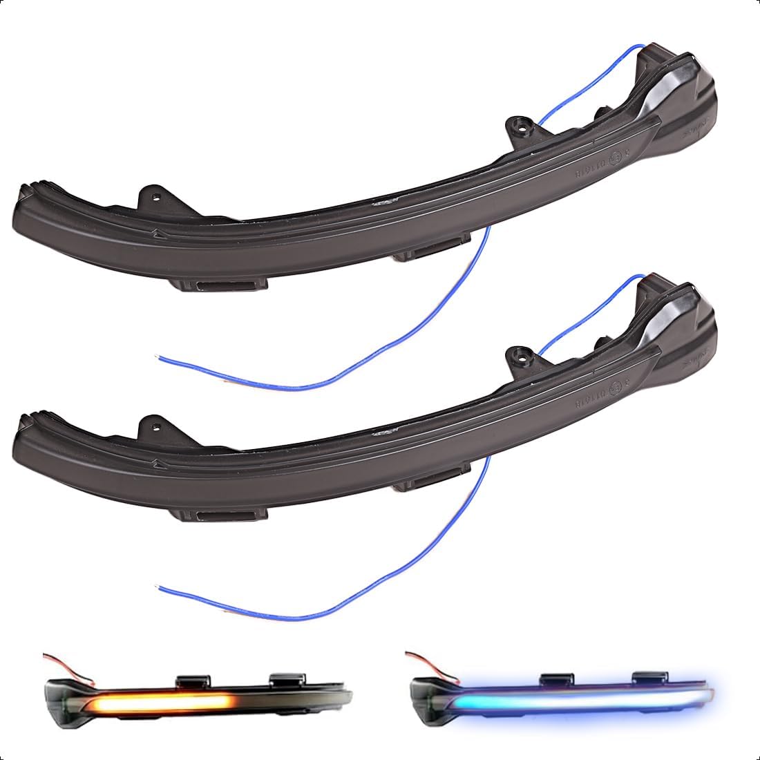 LoreenCar Dynamic Turn Signal Light 5GD949102 5G0949101 for VW Golf MK7/7.5 GTI R Sportsvan Touran, Side Mirror Blinker LED Indicator Replacement (Yellow+Blue)