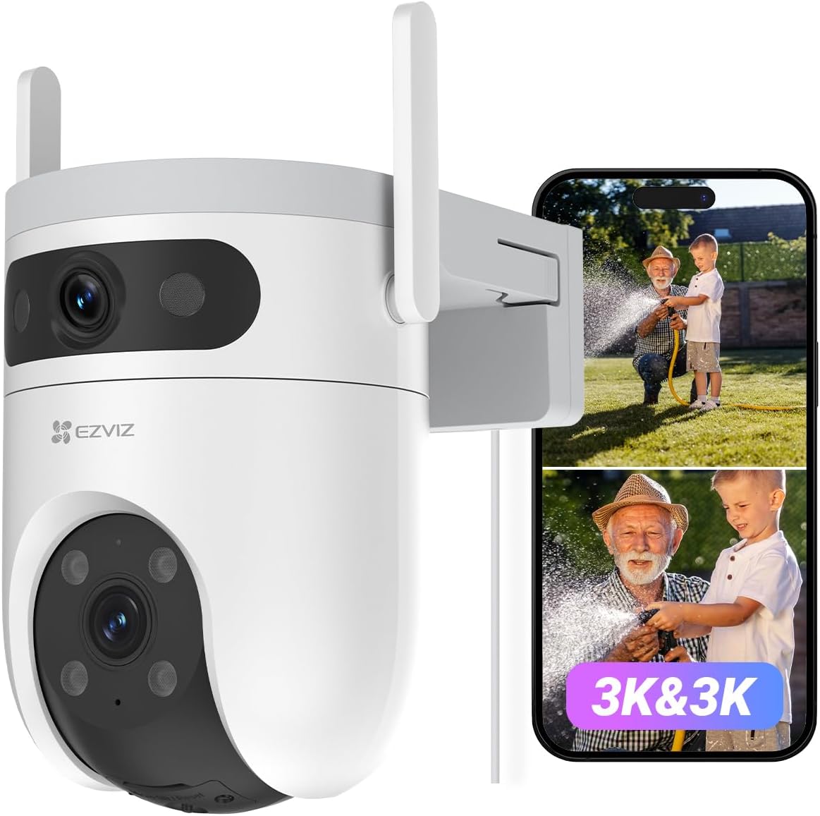 EZVIZ Dual-Lens Outdoor Security Camera, 3K PTZ, AI Tracking, H9c Dual 3K