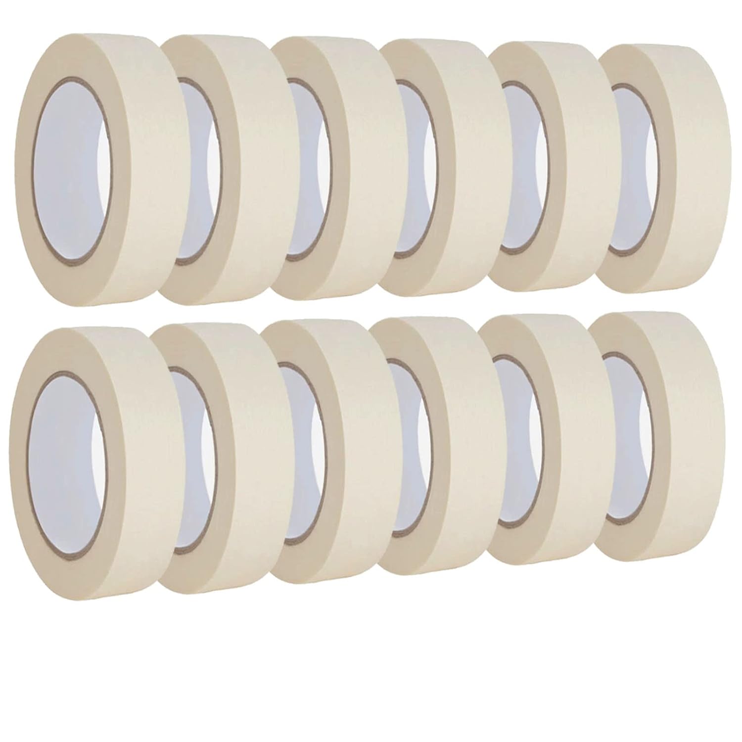 Lazybug studio Masking Tape 1 inch 12 Pack, Adhesive Painting Tape Bulk for General Purpose Use, 1 inch x 55 Yards x 12 Rolls, 660 Yards in Total