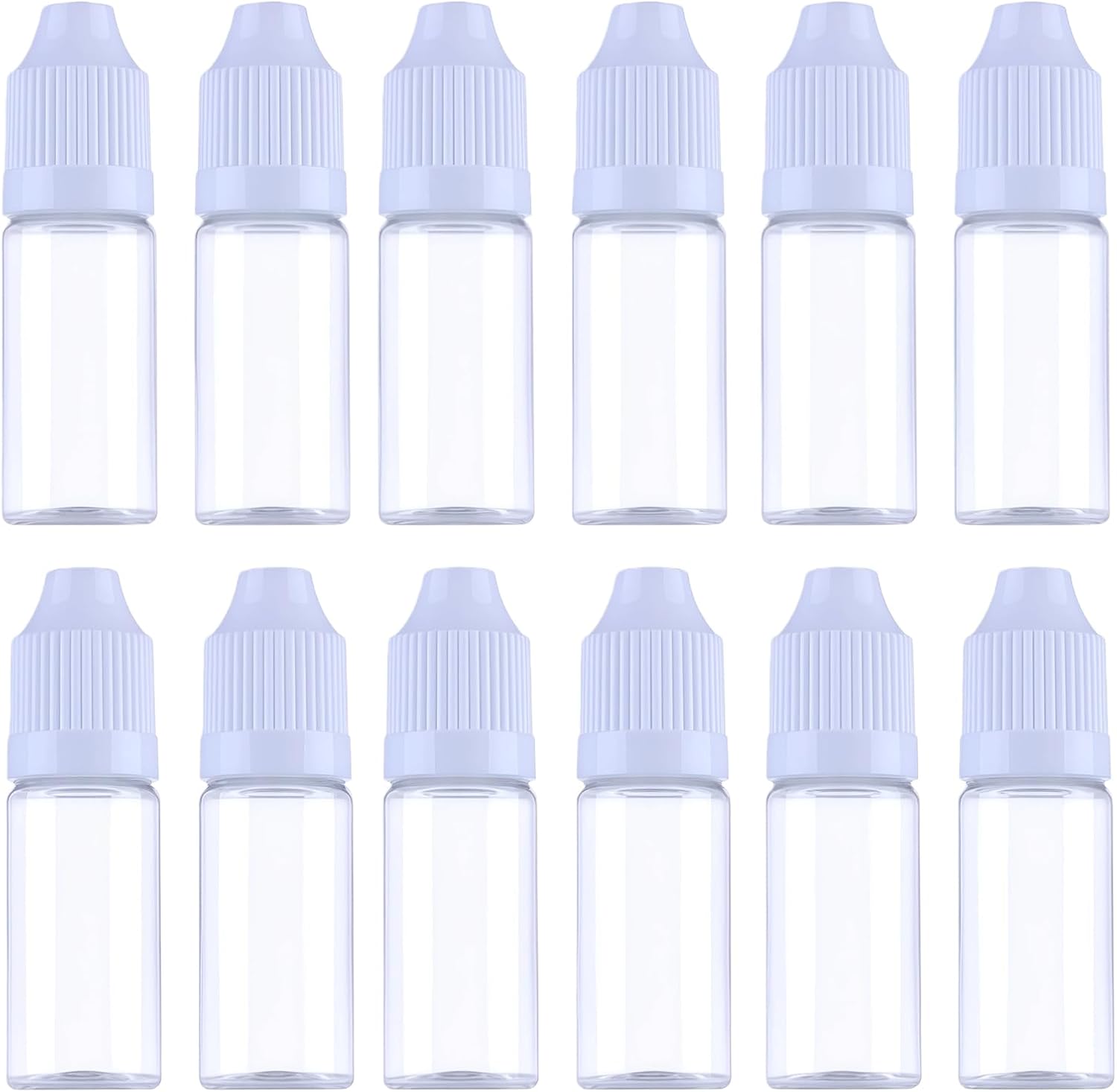 50PCS 10ml/0.34oz Clear Plastic Squeezable Dropping Bottles Empty Bottles Transparent Sample Packing Storage Container with White Screw Cap for Liquid Dispensing