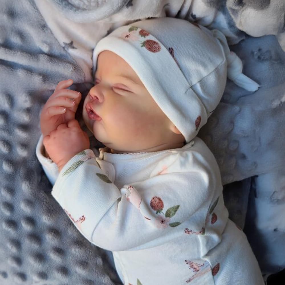 WOOROY Lifelike Reborn Baby Dolls - 18 Inch Realistic Sleeping Newborn Baby Dolls, Real Life Baby Girl with Weighted Cloth Body Birthday Gift Toy with Accessories for Age 3+