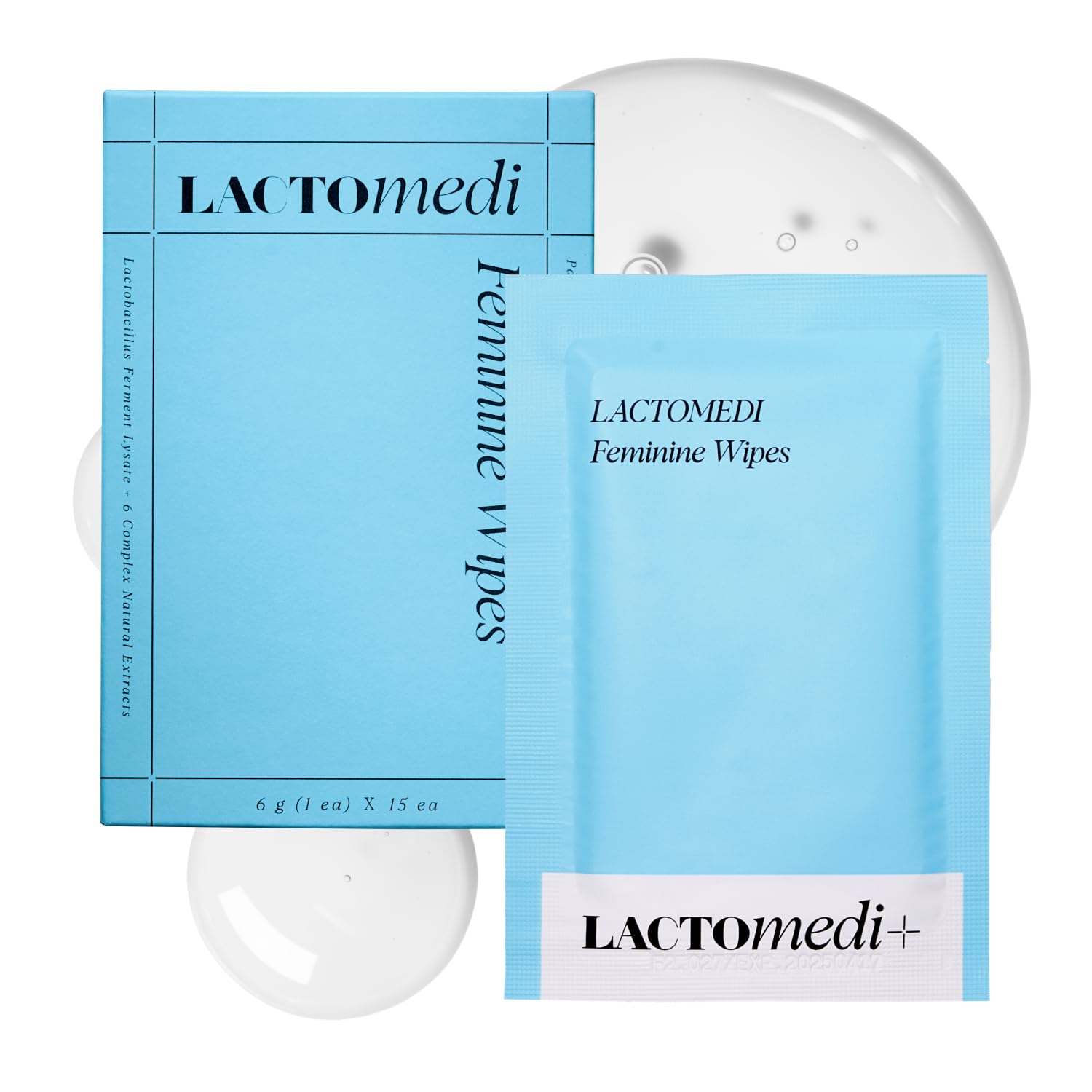 LACTOMEDI Feminine Wipes | Individually Wrapped | Unscented, pH-Balanced Feminine Wipes | Flushable Wipes for Sensitive Skin (15 pcs)