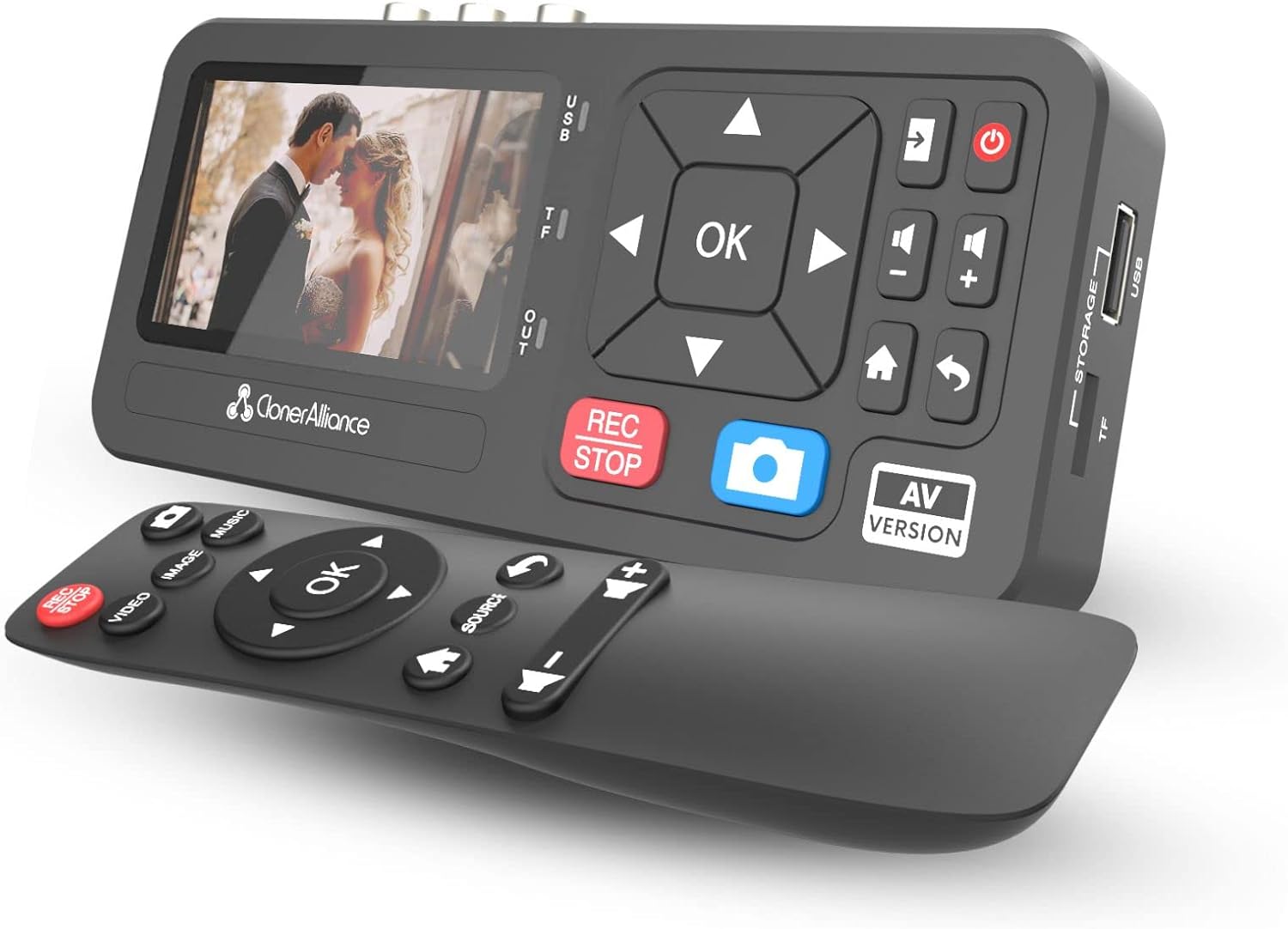 ClonerAlliance ViewLite AV, Portable Analog to Digital MP4/MP3 Video & Audio Converter with Remote. Capture CVBS/S-Video/RCA/Composite. VHS/Set-top TV Box/Retro Gaming/Hi8 Recorder. No PC Required.