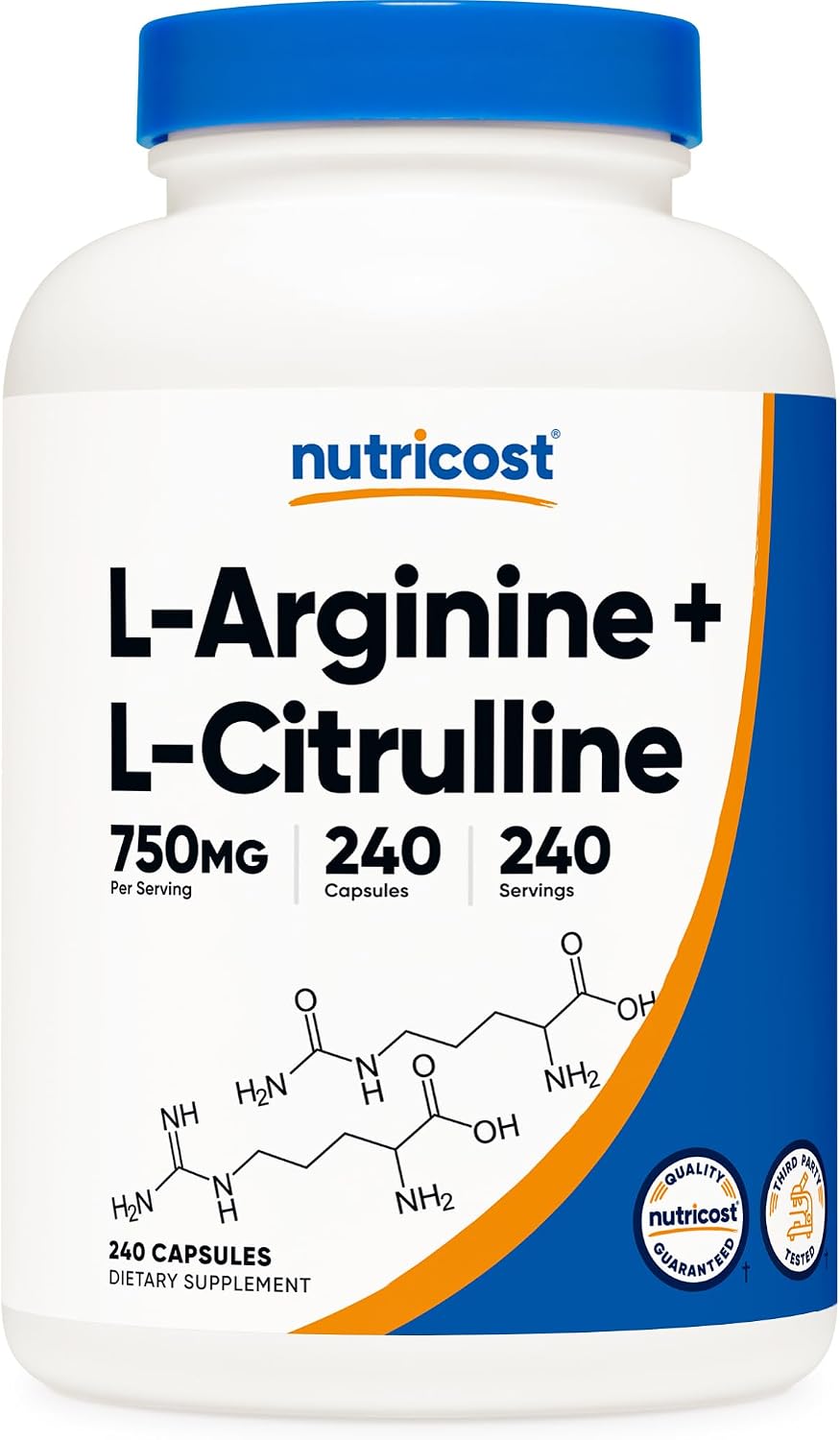 Nutricost L-Arginine L-Citrulline Complex 750mg, 240 Capsules - Non-GMO