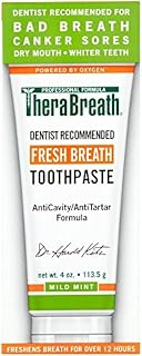 TheraBreath Fresh Breath Dentist Formulated 12-Hour Toothpaste, Mild Mint, 4 Ounce (Pack of 2), Packaging may vary