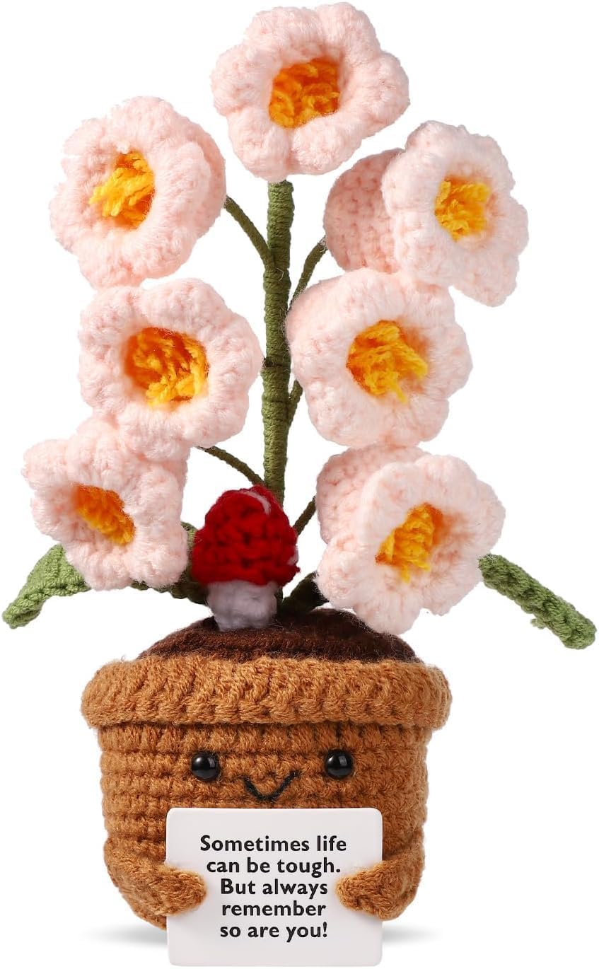 TOYMIS Flower Pot Plant - Positive Emotional Support Crochet Wool Doll - Cheer Up Gifts for Party Decoration
