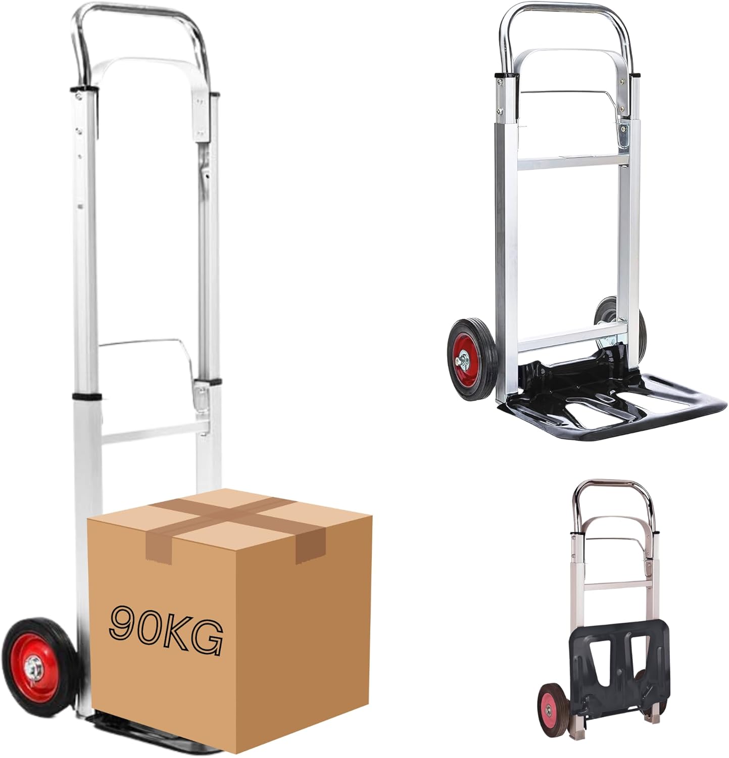 Trendi Heavy Duty Folding Hand Truck - Aluminum Trolley with 90KG Capacity, Foldable Multi-Purpose Sack Barrow for Shopping, Camping, Garden & Pallet Transport on Wheels
