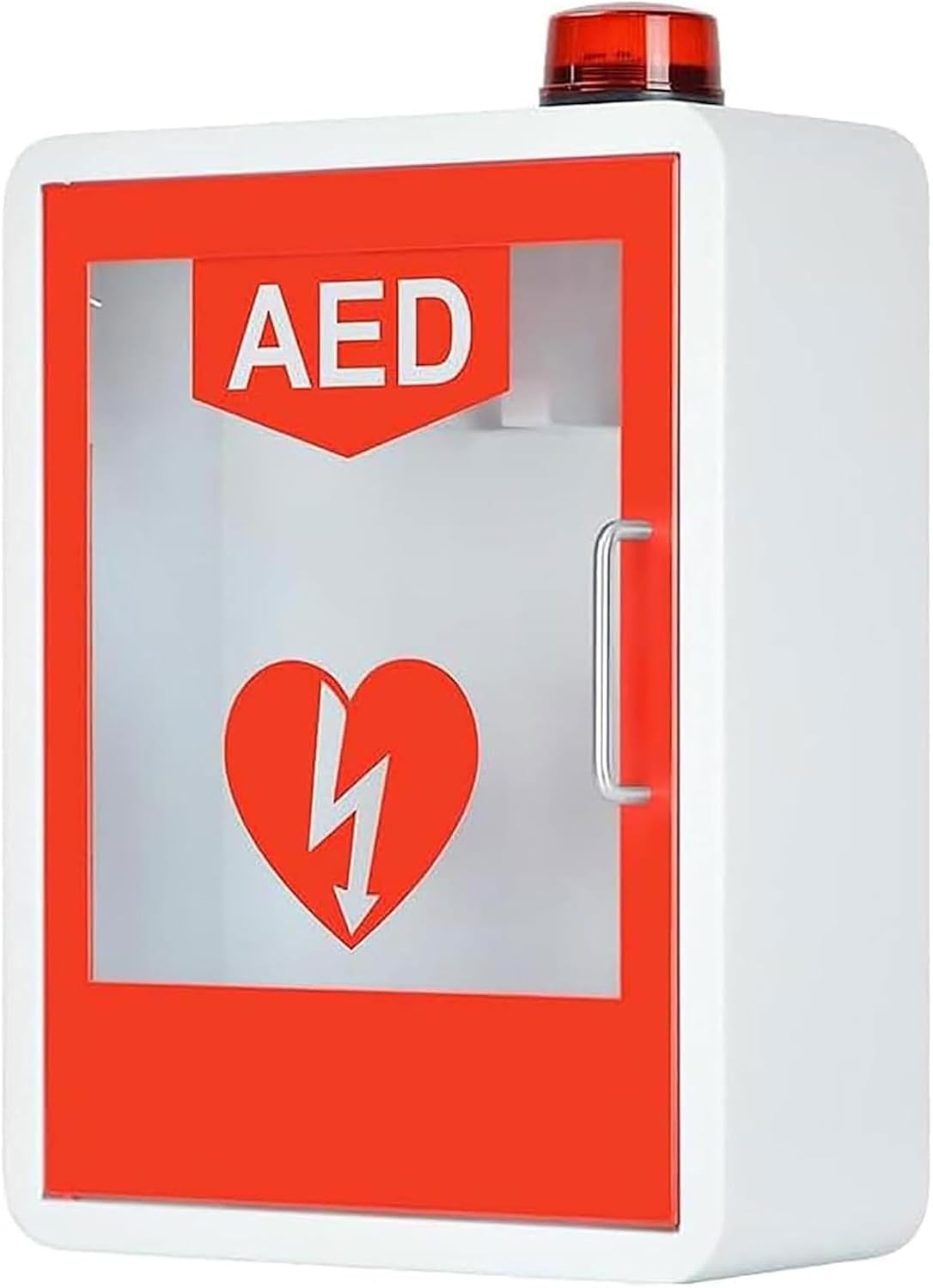 AED Defibrillator Cabinet with Light and Alarm, Wall-Mounted, Double Switch Control for Emergency First Aid in Home, Office, Hospital, and Public Spaces