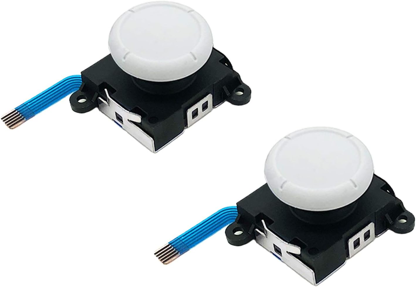 Jeylly Original 3D Analog Joystick Joy-Con Replacement Left/Right Repair Kit Thumb Sticks Sensor with 4 “Y” Screws for Nintendo Switch Joycon Controller and Switch Lite Console - 2 Pack White