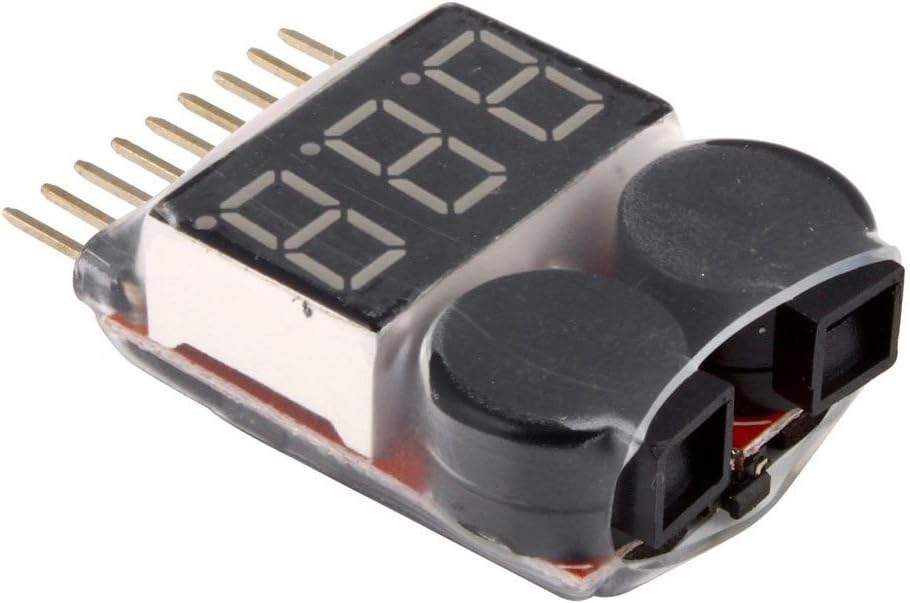 yueton Rc 1-8s Lipo Battery Tester Monitor Low Voltage Buzzer Alarm Voltage Checker with LED Indicator for Lipo LiFe LiMn Li-ion Battery