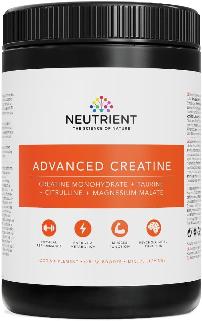 Neutrient Advanced Creatine Powder Supplement, with Creatine Monohydrate, Taurine, Citrulline & Magnesium Malate for Muscle Performance, Energy & Recovery Support (515g)