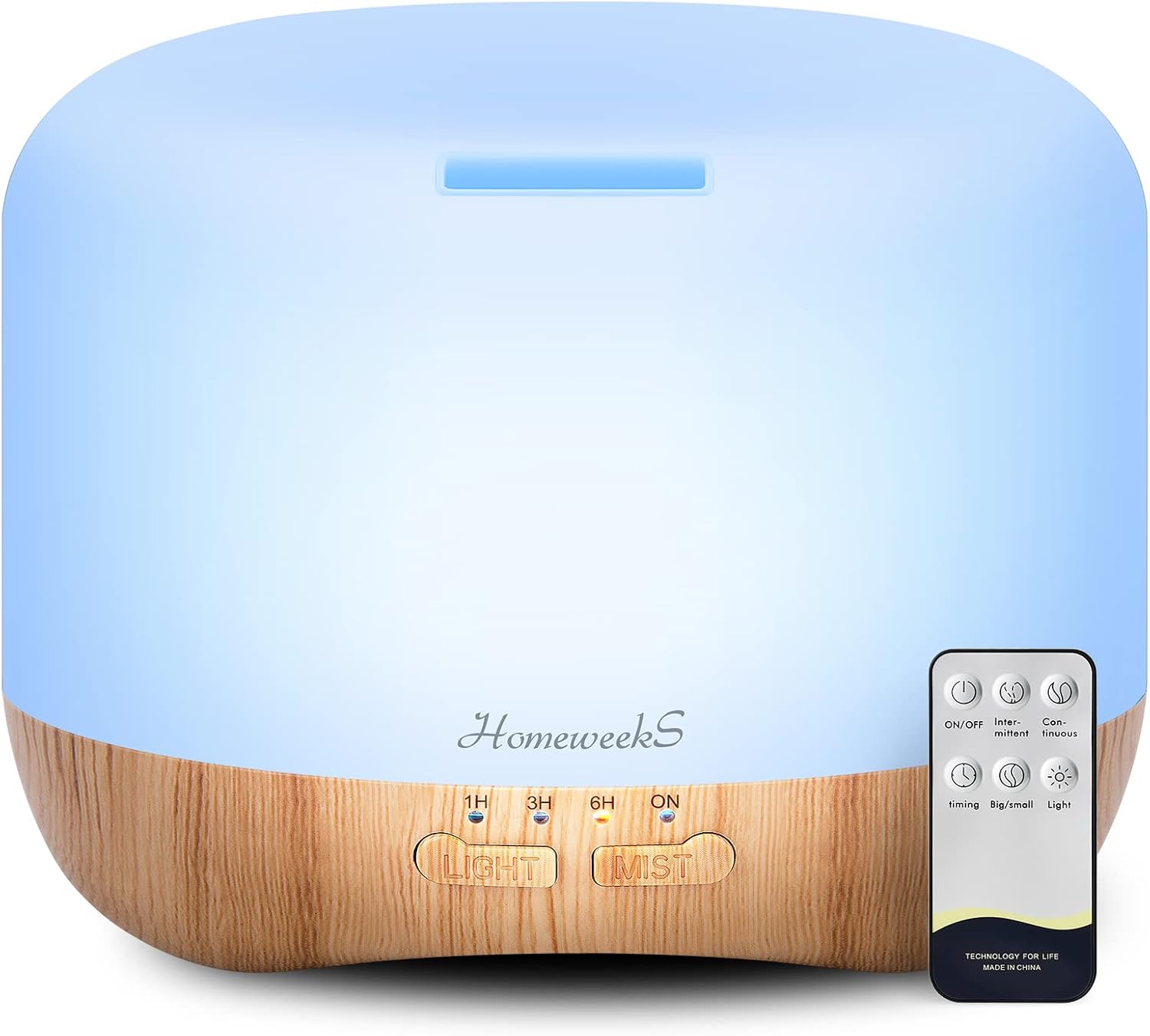 Homeweeks 300ml Essential Oil Diffuser, Quiet Aromatherapy Mist Diffusers for Essential Oils, Wood Grain Ultrasonic Oil Diffuser with Remote Control,Timer, 7 Colors Light for Bedroom (300ml)…