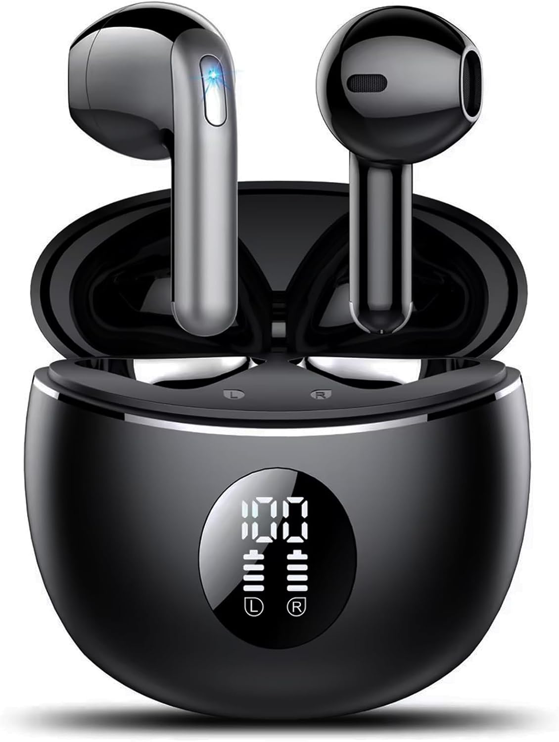 Wireless Earbuds, Ear buds Bluetooth 5.4 Headphones in Ear, 2025 New Bluetooth Earphones with 4 ENC Noise Cancelling Mic, Bass Boost 87%, 50H Ear phones with IP7 Waterproof, Fast Charge, LED Display