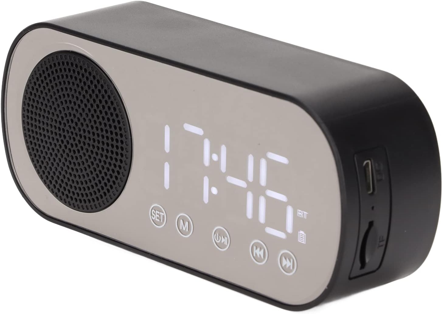 gernie Digital Alarm Clock, Alarm Clock Radio with Large LED Display, BT Speaker, Dual Alarms, FM Radio, Wireless Playback Speaker for Bedside Reading Cooking Horse Riding