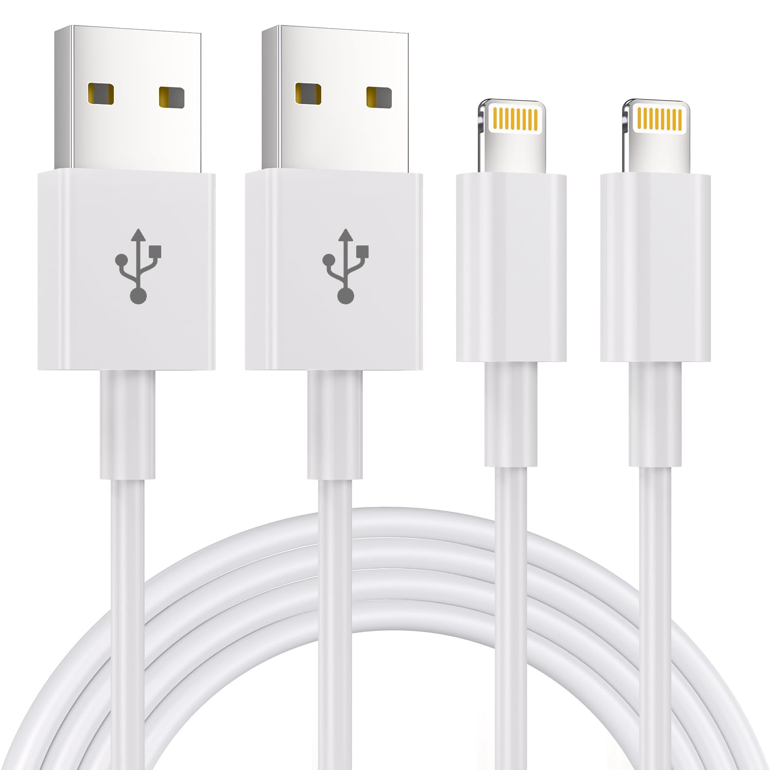2Pack 3M iPhone Lightning to USB Cable - 10 Foot, 2.4A Fast Charging Cable for iPhone 14/13/12/11 Pro Max/XS/XR/X/8/7/6 Plus/5, iPad and iPod