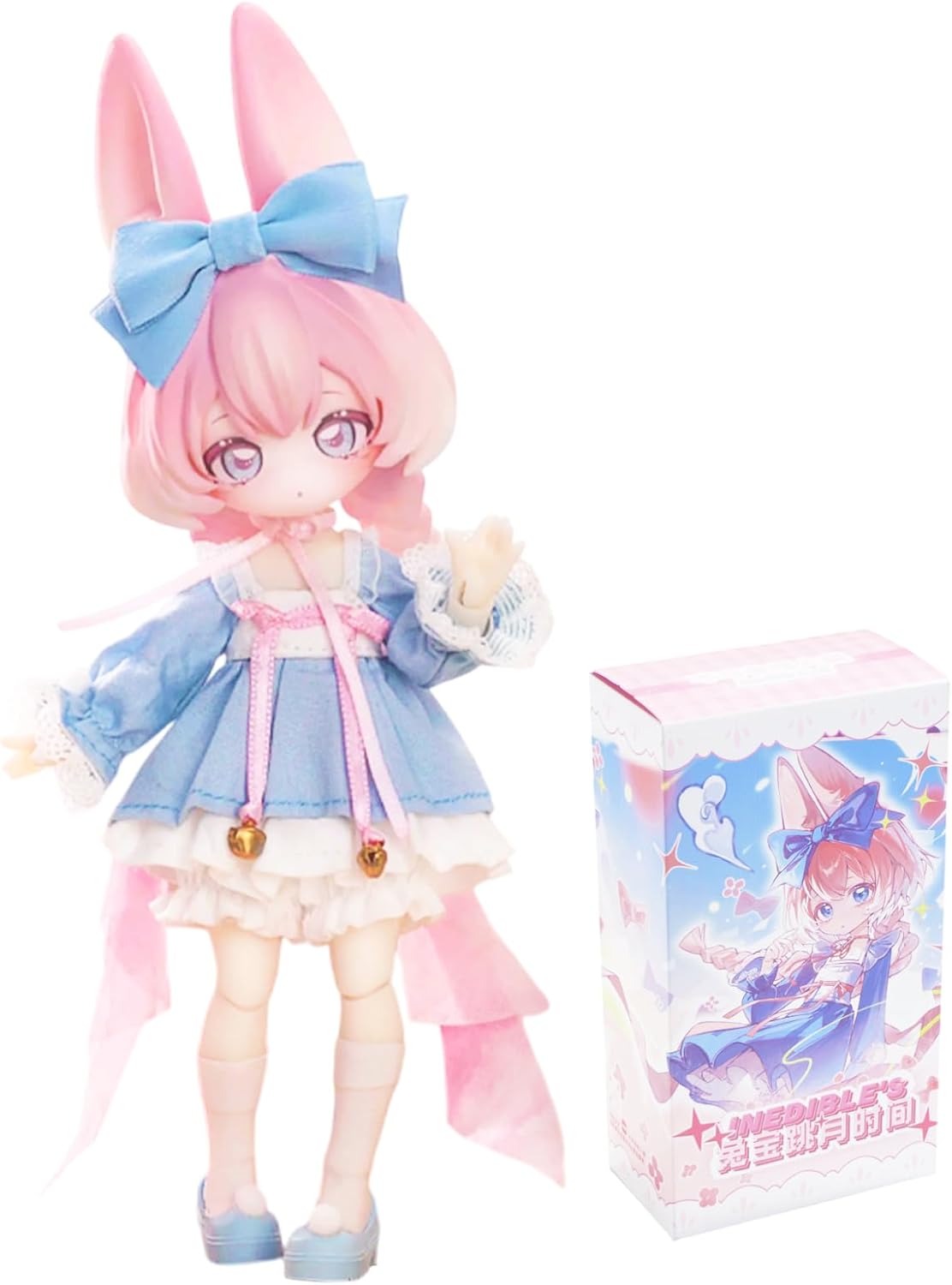 CALEMBOU BJD Blind Box, Jumping Moon Time Rabbits Series 16cm Ball Jointed Doll, Cute Dress Up Doll with Joints, Collection Action Figure Toys, Gift for Girls Boys (Jumping Moon Time-1pc)