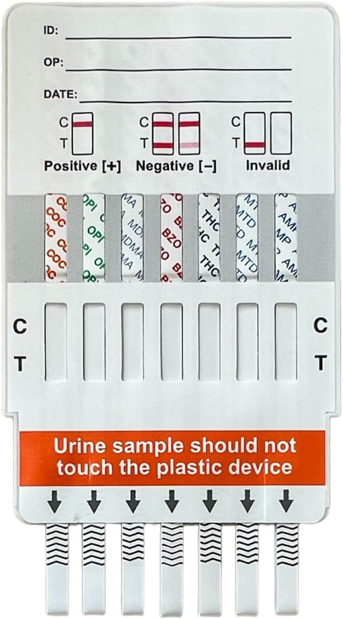 Drug Testing Kit, Tests for 7 Main Drugs in Urine, Test Home or Work, Detailed Instructions