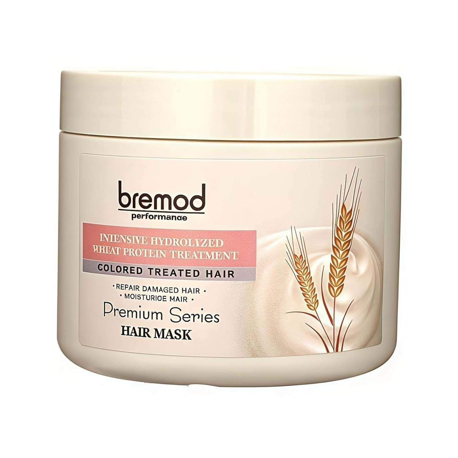 Bremod Performance Wheat Protein Hair Mask Intensive Repair Treatment for Color-Treated,Damaged Hair Strengthens, Boosts Elasticity, Adds Volume, Locks in Moisture 16.9 Fl Oz