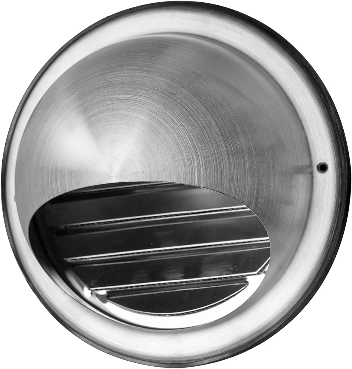 WeCooper 304 Stainless Steel Air Vent 150mm, Round Bull Nosed External Extractor Wall Vent Outlet, Grille with Louvres, Fly Screen and Drip Deflector
