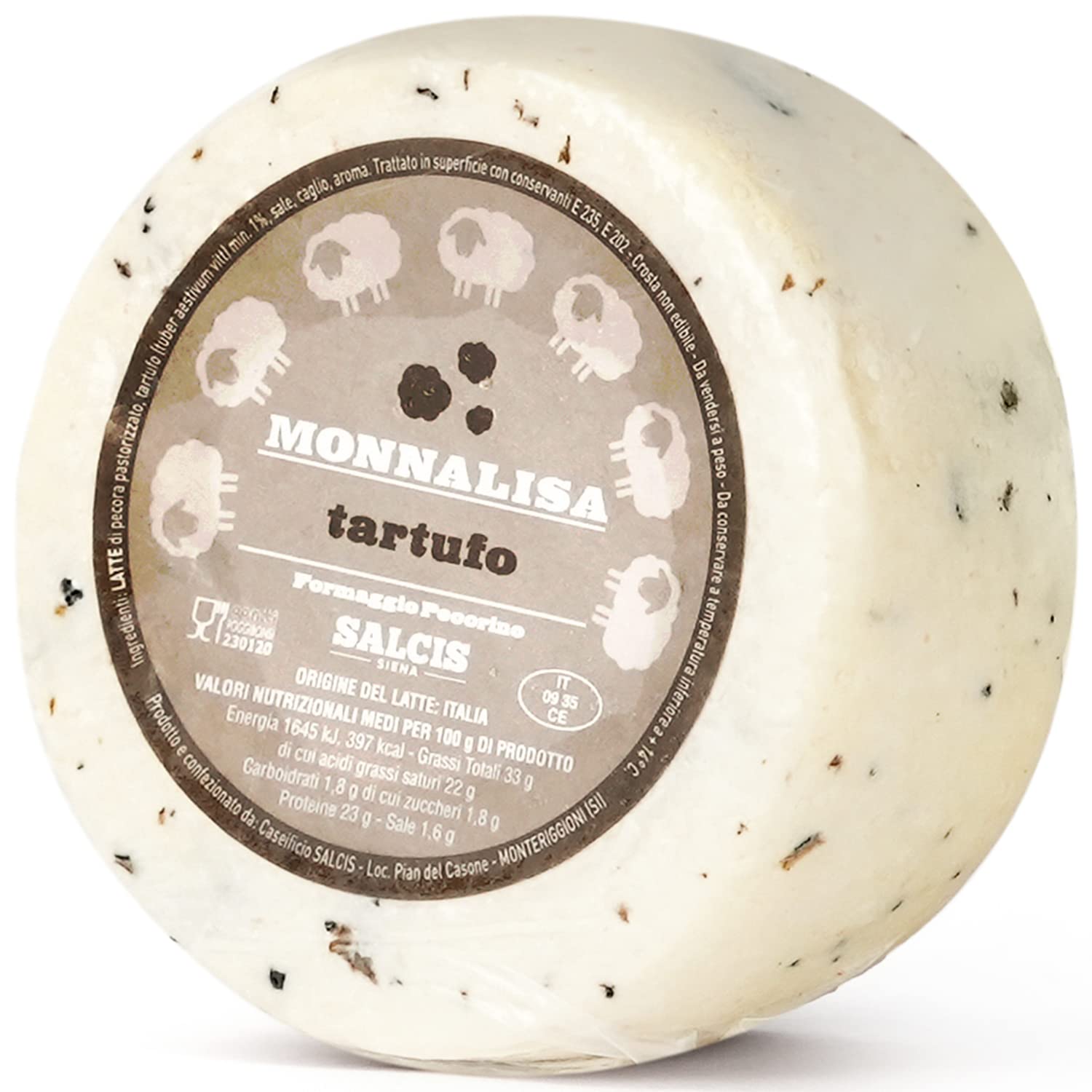 Italian Black Summer Truffle Cheese Wedge Pecorino Al Tartufo (Not The Whole Wheel) - 1 lb / 454 g - GUARANTEED OVERNIGHT