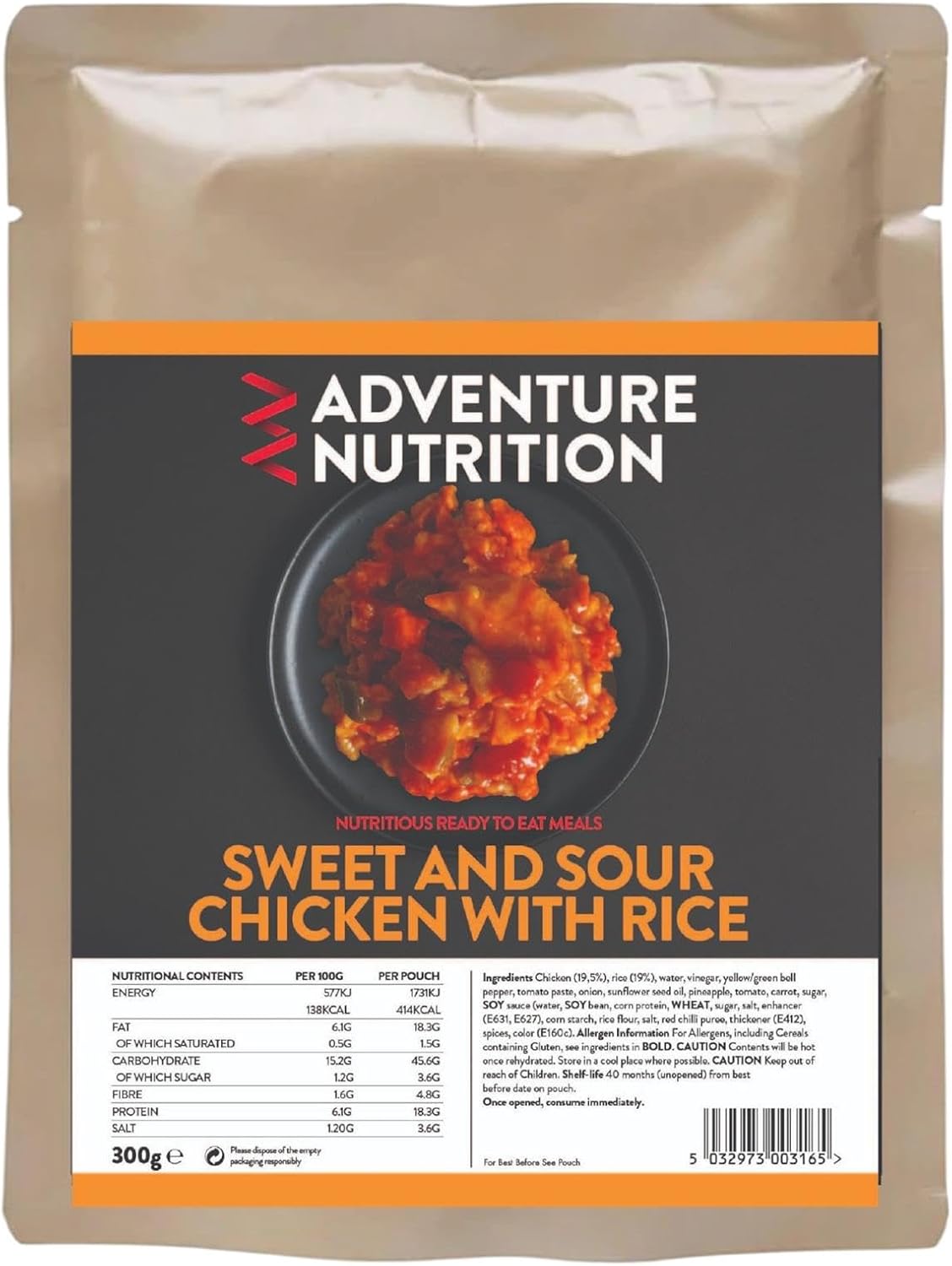 Adventure Nutrition Sweet & Sour Chicken With Rice 300g MRE (WET) (Single)