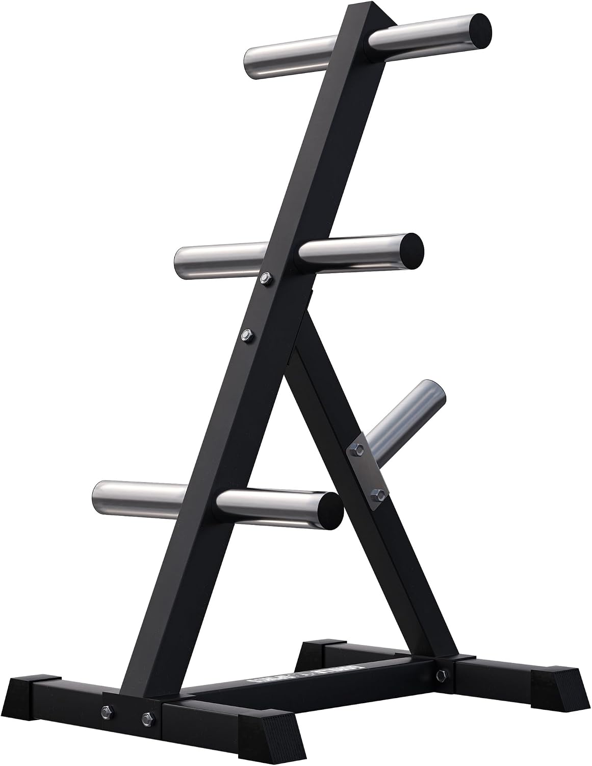 GORILLA SPORTS® Weight Plate Storage - Olympic 2" Diameter, 63 x 54 x 107 cm, Max. Load Capacity 350 kg, 7 Holders, Black or White - Weight Disc Holder, Plates Tree Stand Rack, Home Gym Organiser