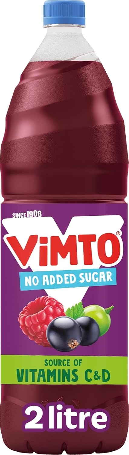Vimto Squash – No Added Sugar – Real Fruit Flavour – Vitamins C & D – 2L Bottle – Low Calorie