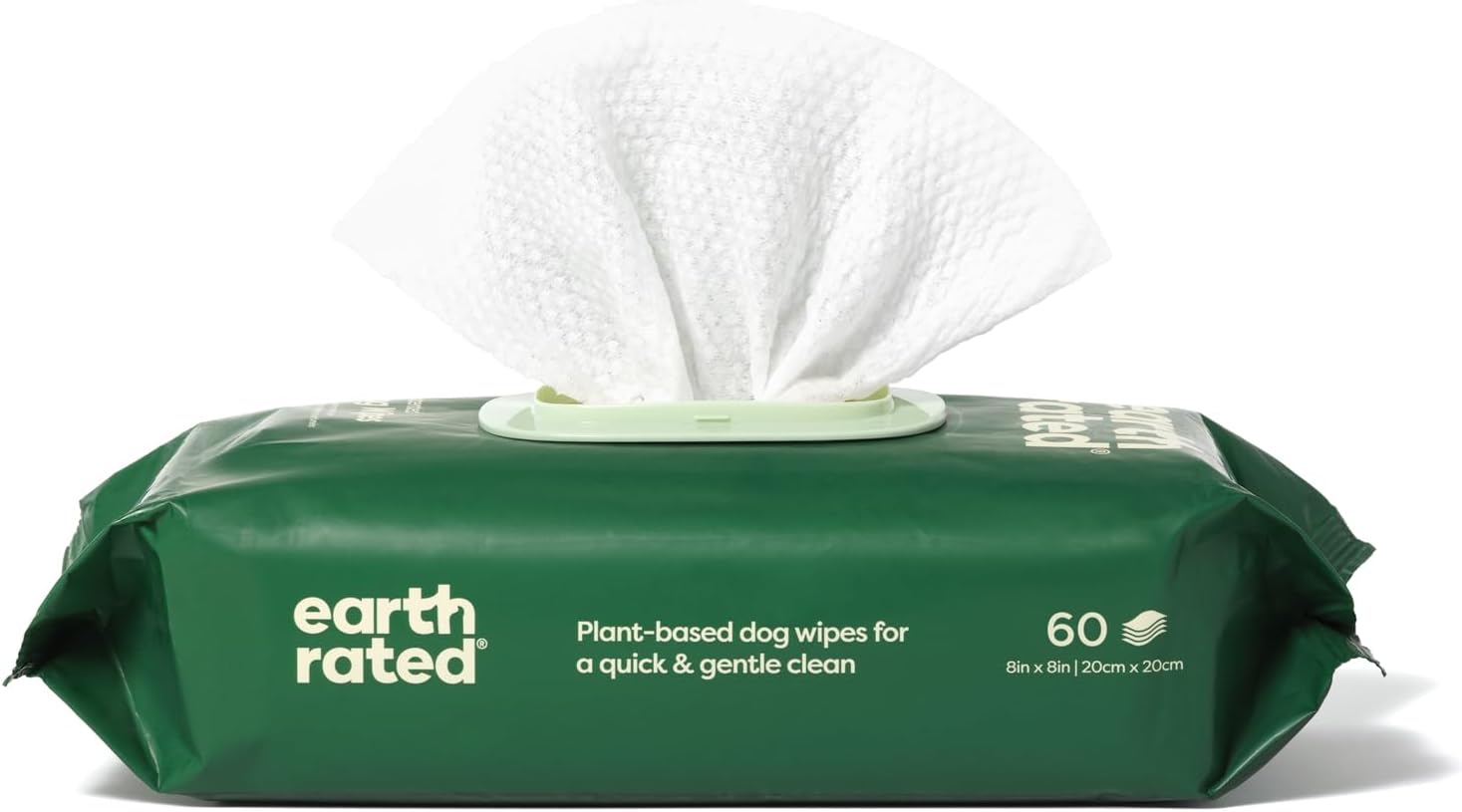 Earth Rated Pet Wipes for Dogs and Cats, Hypoallergenic, Cleaning and Hydrating, for Grooming Paws, Body and Bums, Unscented, 60 Count