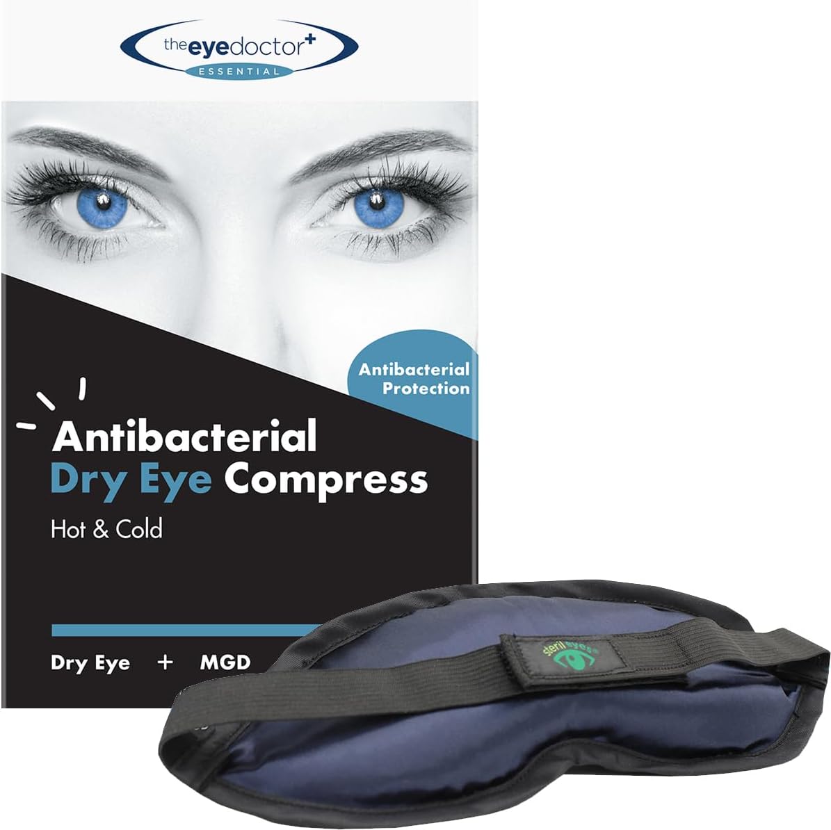 The Eye Doctor Essential Heated Eye Mask - Warm Eye Compress for Dry Eyes, Blepharitis and MGD Treatment - Safe to Heat Mask in a Microwave and Features Sterileyes Antibacterial Patented Solution