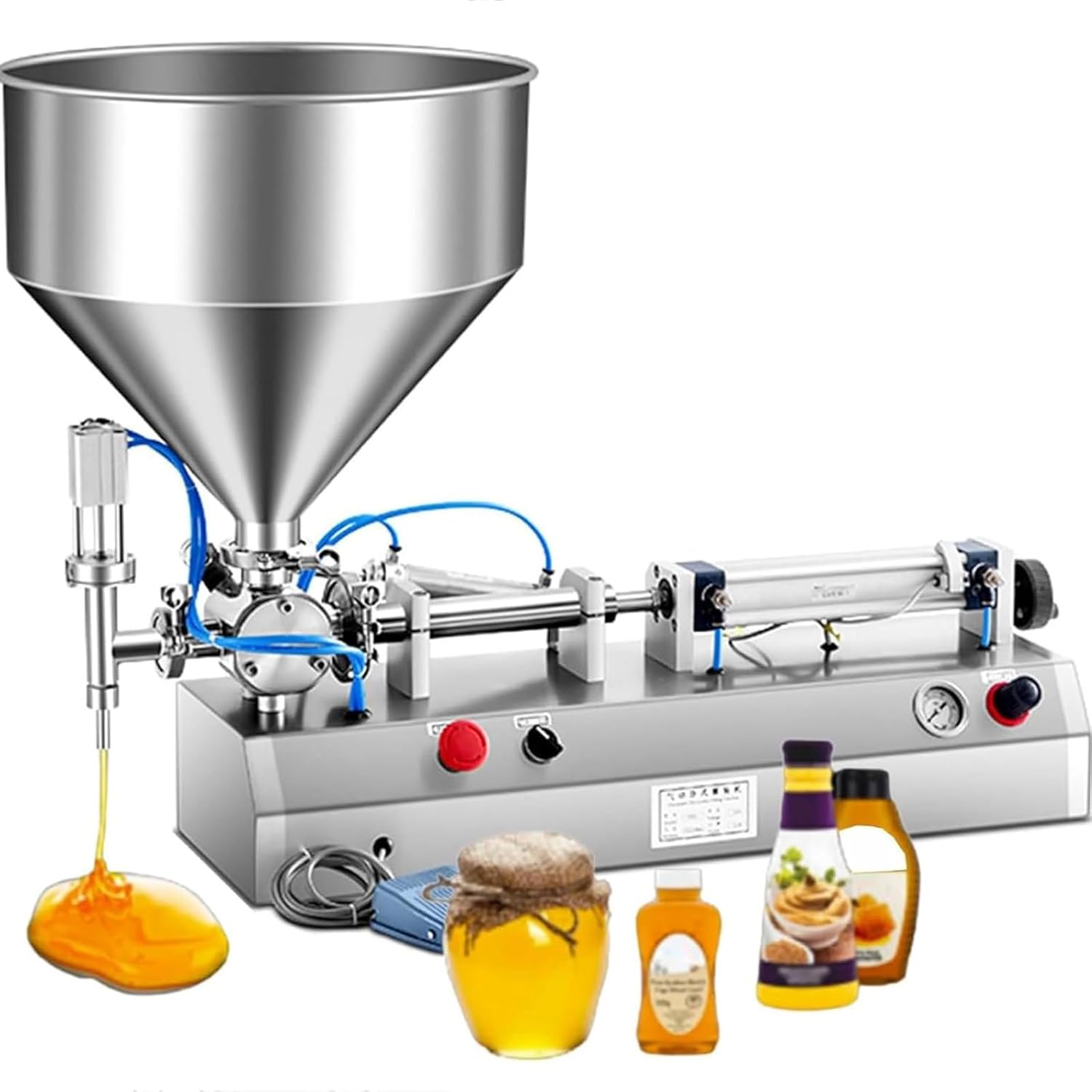 Liquid and Paste Filling Machine, Manual Liquid Filling Machine, 40-1500ml Pneumatic Piston Filler Semi-Automatic Paste Dispenser for Oil Cream Lotion Honey,40ML