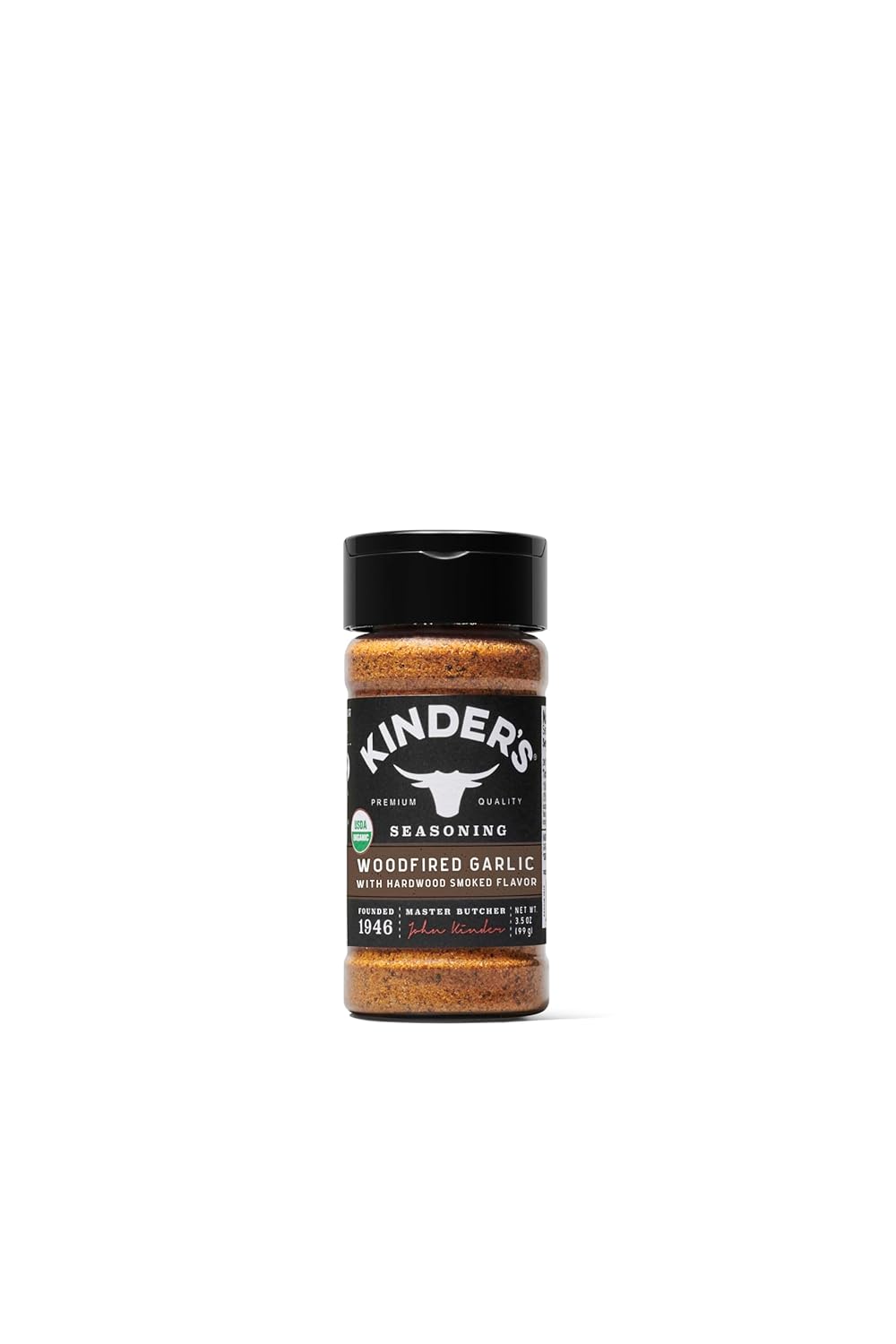 Kinder's Organic Woodfired Garlic Rub, Premium Quality Seasoning, MSG Free and USDA Certified Organic, 3.5 oz